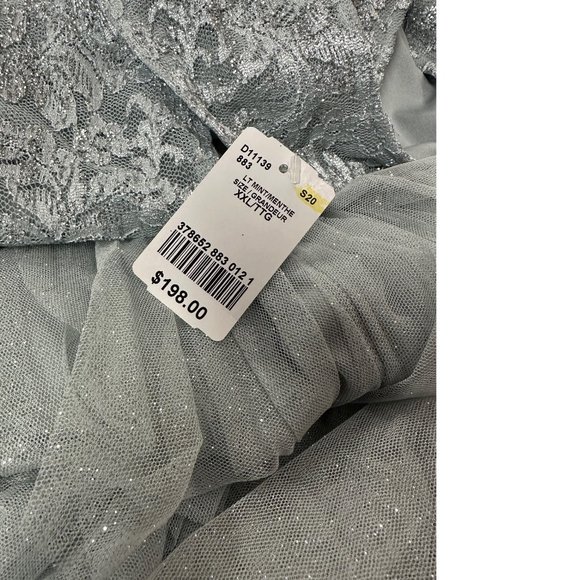 Le Chateau lace sequin tulle mesh sparkly dress mint green seafoam prom NWT - Picture 6 of 6